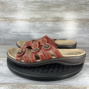 Clarks Women's Leisa Cacti Q Leisa Grace Red Leathers Slide Sandals Size 10